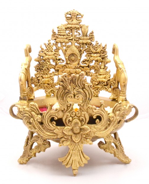 Ethnic Indian Elephant Design Brass Urli