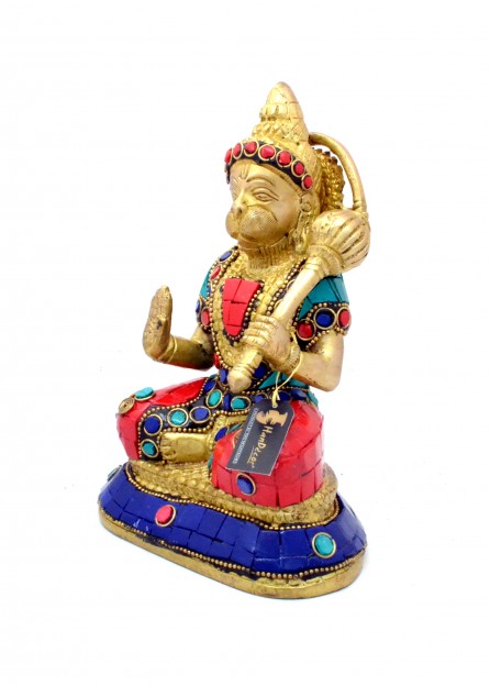 Hanuman Aashirwaad Mudra Gemstone Statue