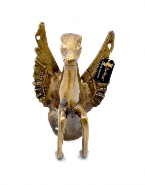 Flying Angel Horse Brass Wall Hanging - Brown