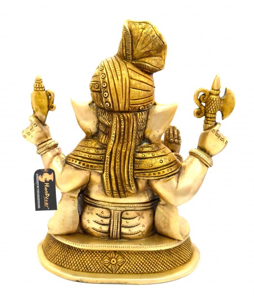 Aashirwaad Ganesha on Round Base Brass Showpiece