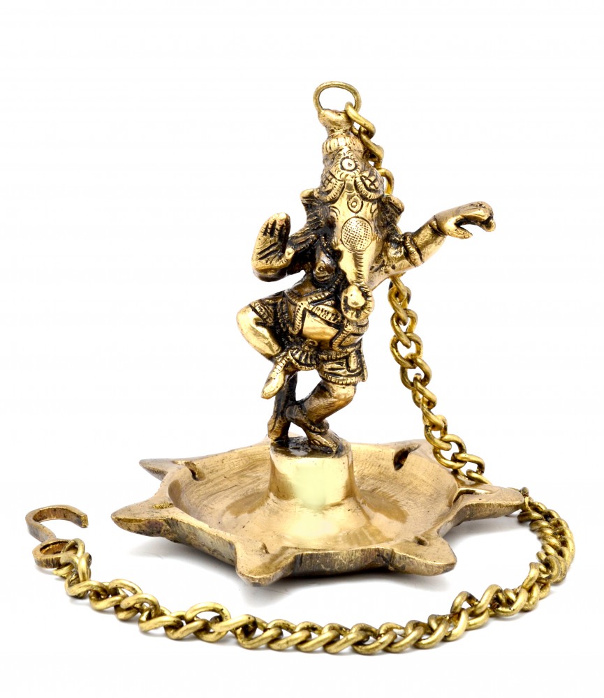 Dancing Ganesha Hanging 7 Oil Wick Diya