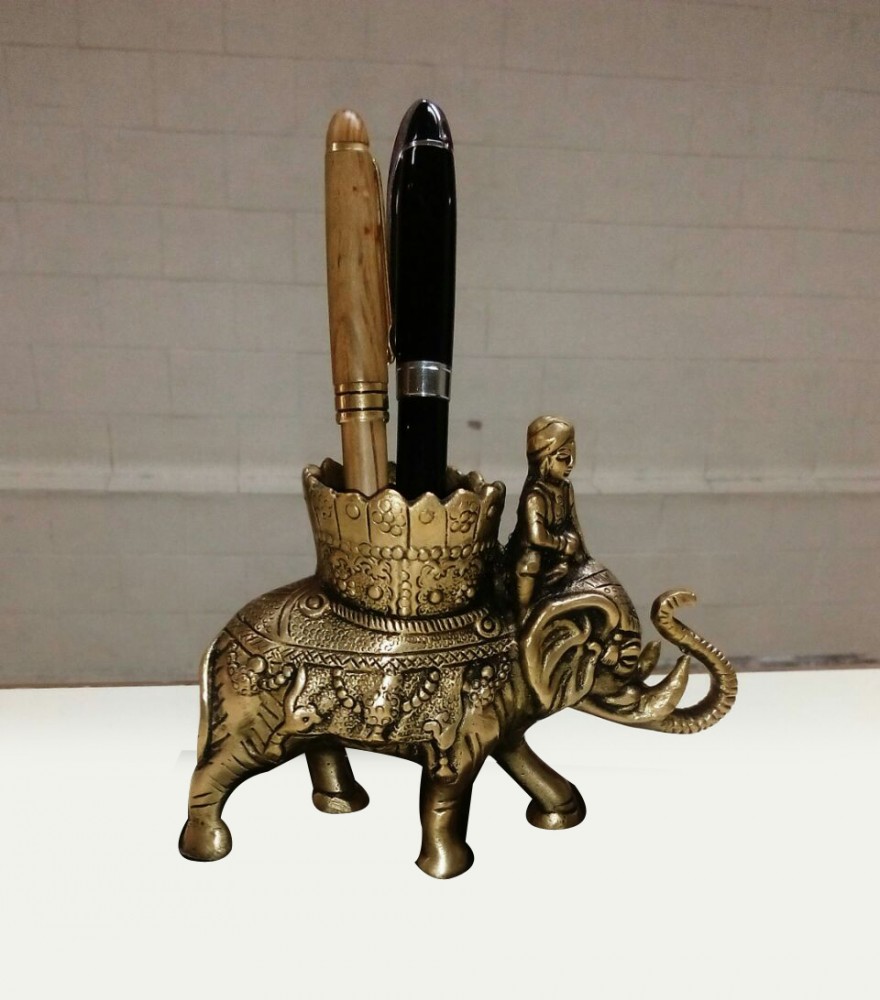 Elephant Pen Savari Holder Antique Yellow