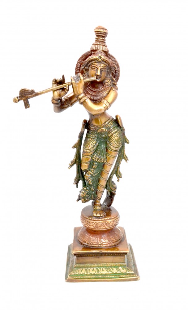 Krishna Playing Flute Brass Showpiece