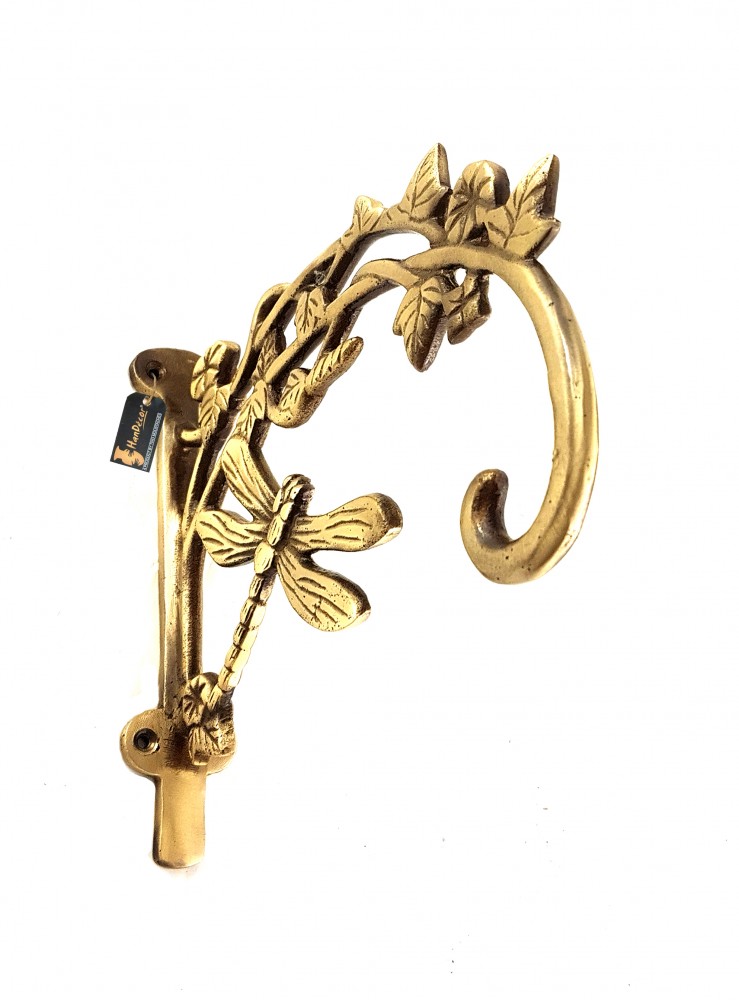 Brass Dragon Fly Style Handmade Brass Wall Lantern Diya Hanger - Antique Finish