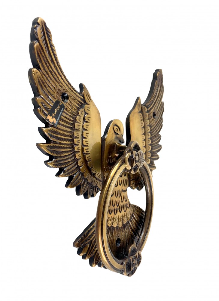Open Winged Eagle Design Brass Door Knocker (Multicolored)