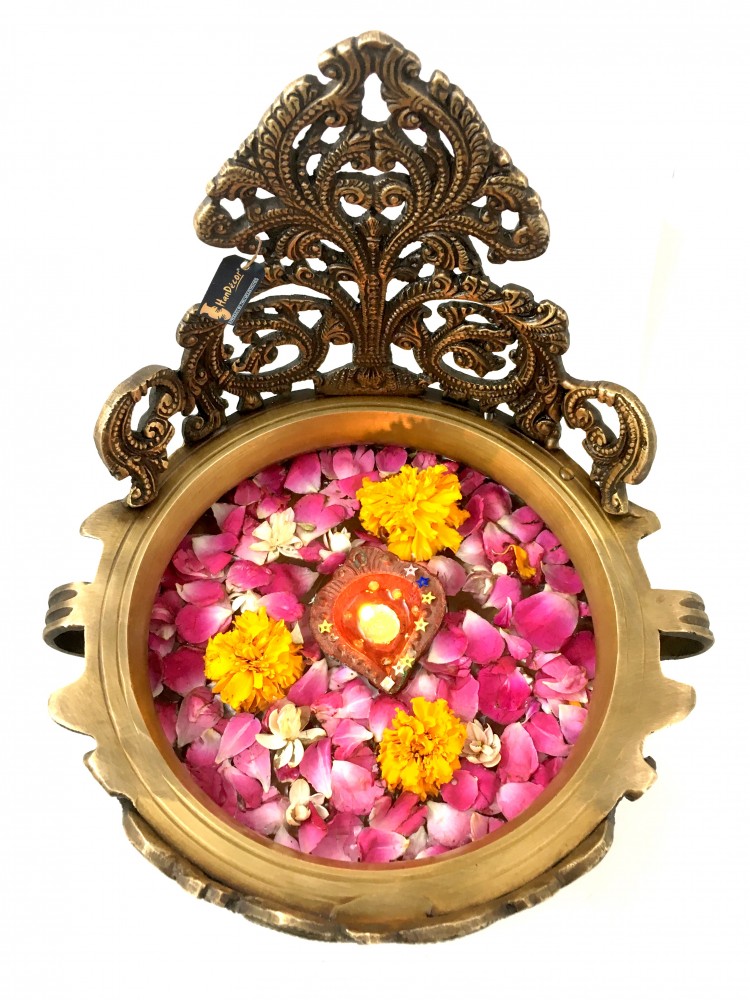 Ethnic Design Decorative Brass Urli Traditional Bowl Showpiece