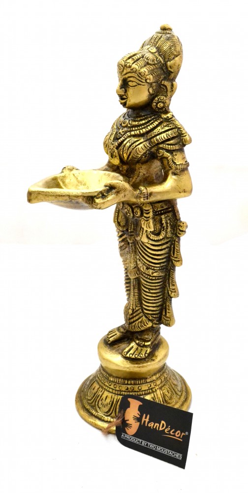 Brass Deeplaxmi Statue 9 Inches Golden