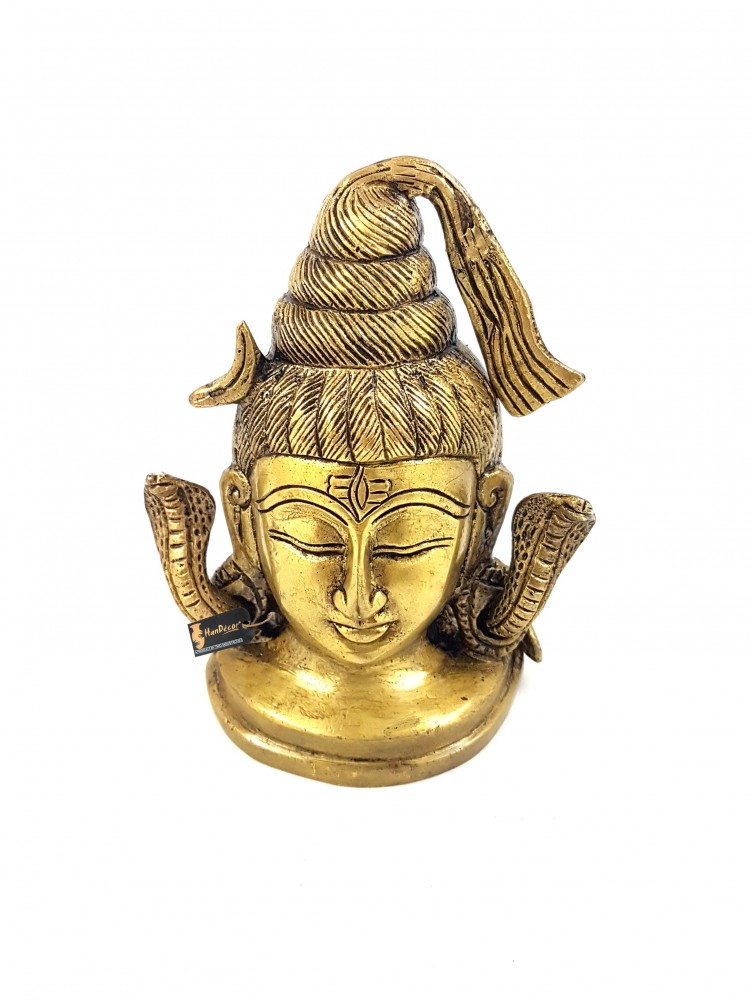 Shiva Head with Sheshnaag Brass Statue