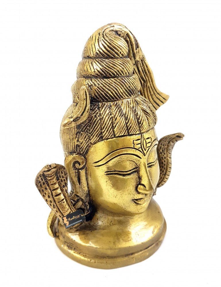 Shiva Head with Sheshnaag Brass Statue