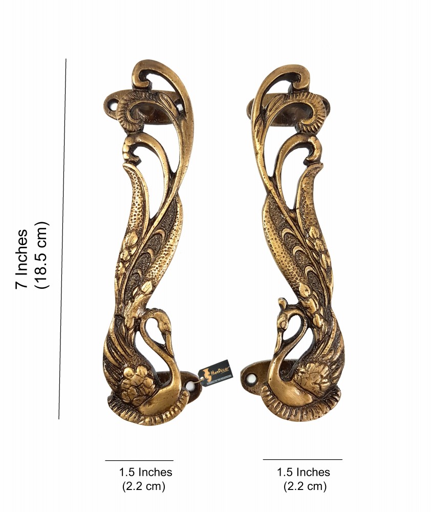 Peacock Design 7 Inches Brass Door Handle