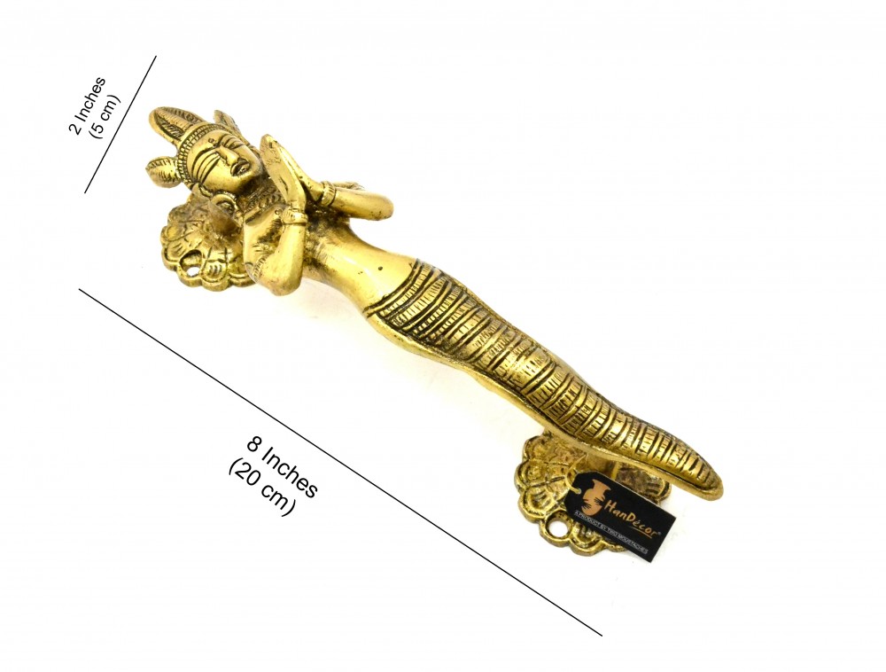 Crowned Nagkanya 8 Inches Brass Door Handle