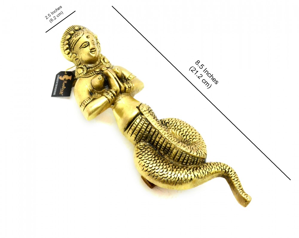 Curved Nagkanya 8.5 Inches Brass Door Handle
