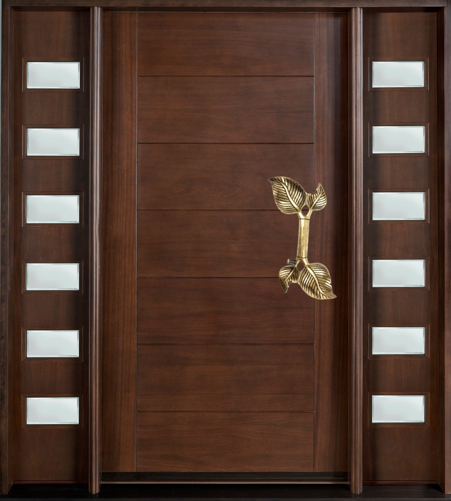 Twin Leaf Design Brass Door Handle