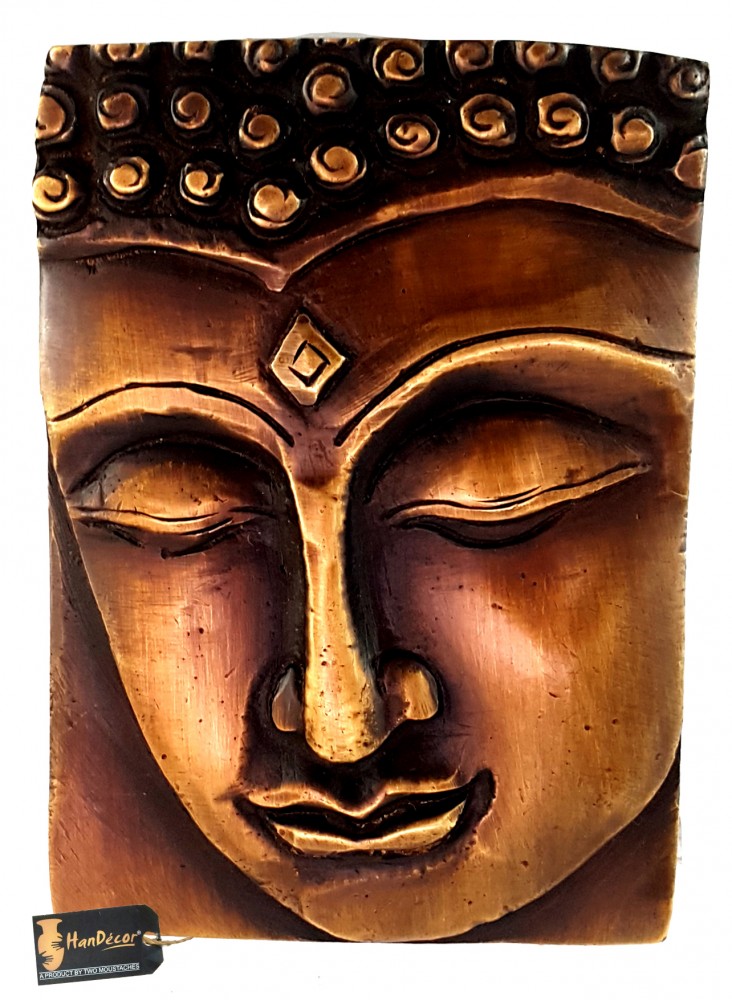 Calm Buddha Brass Wall Hanging - Brown