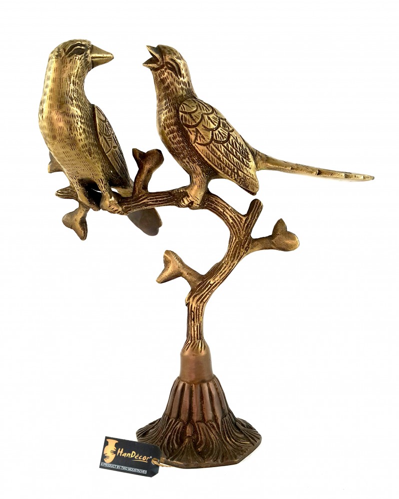 Love Birds on Tree Brass Showpiece