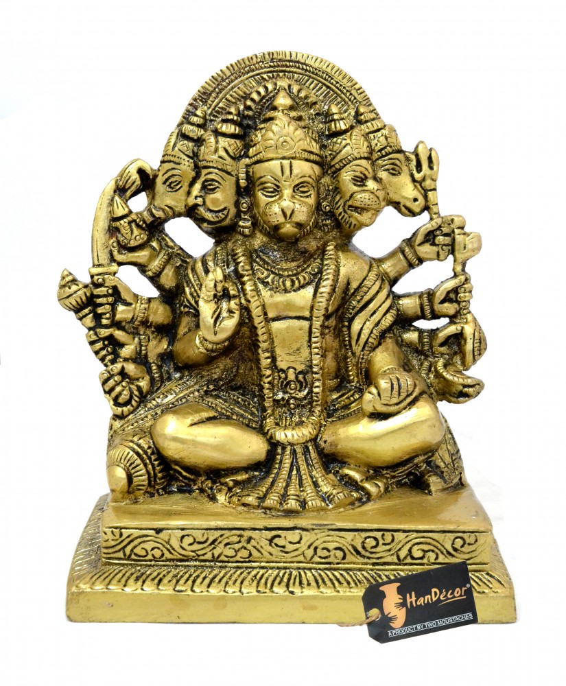 Brass Panchmukhi Hanuman in Aashirwaad Mudra