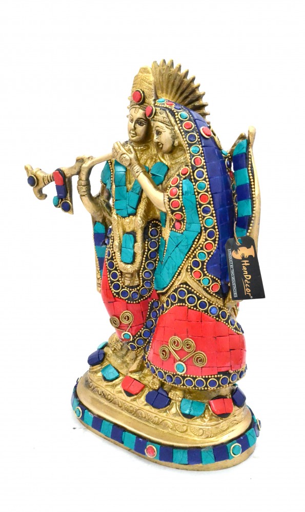 Brass Radha Krishna Gemstone Showpiece