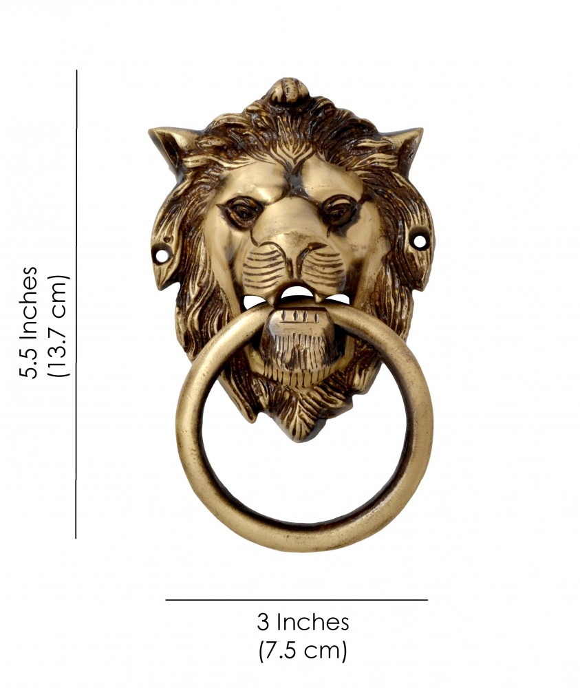 Two Moustaches Lion Mouth Brass Door Knocker