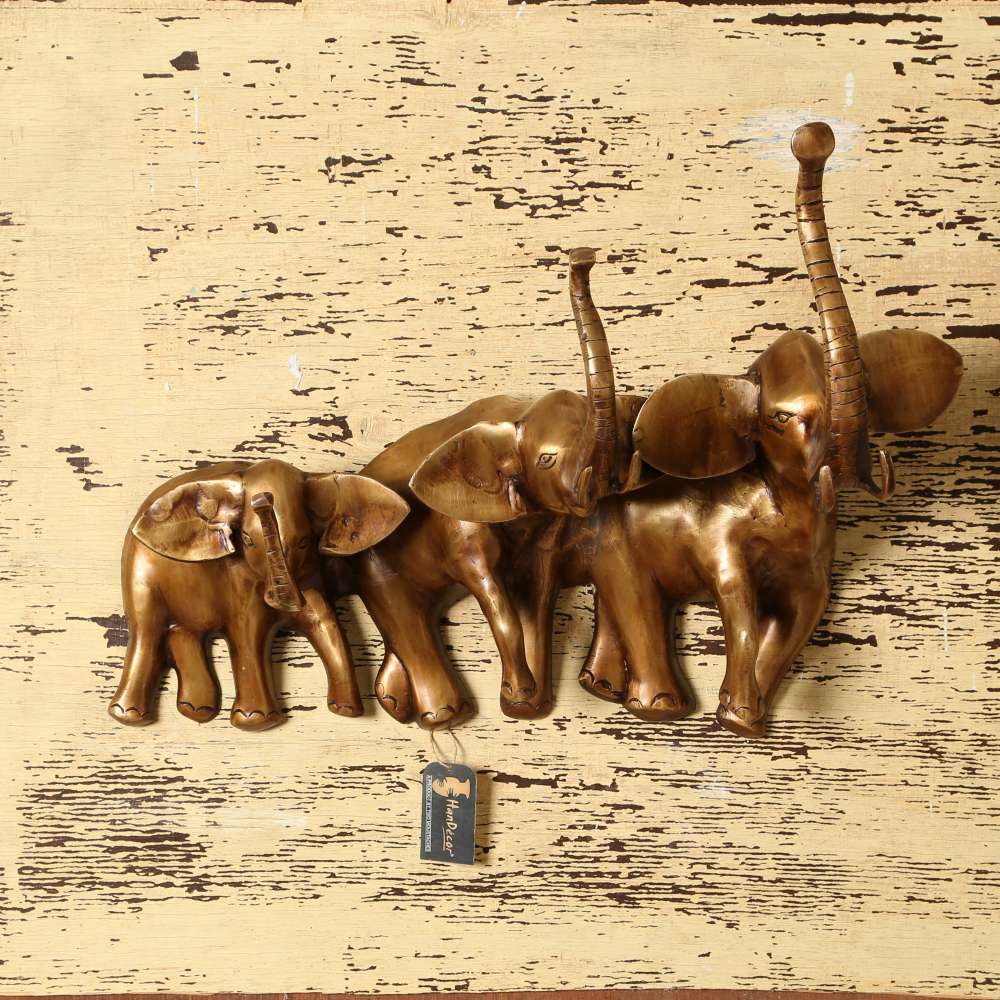 Brass Elephant Family Wall Hanging Decorative