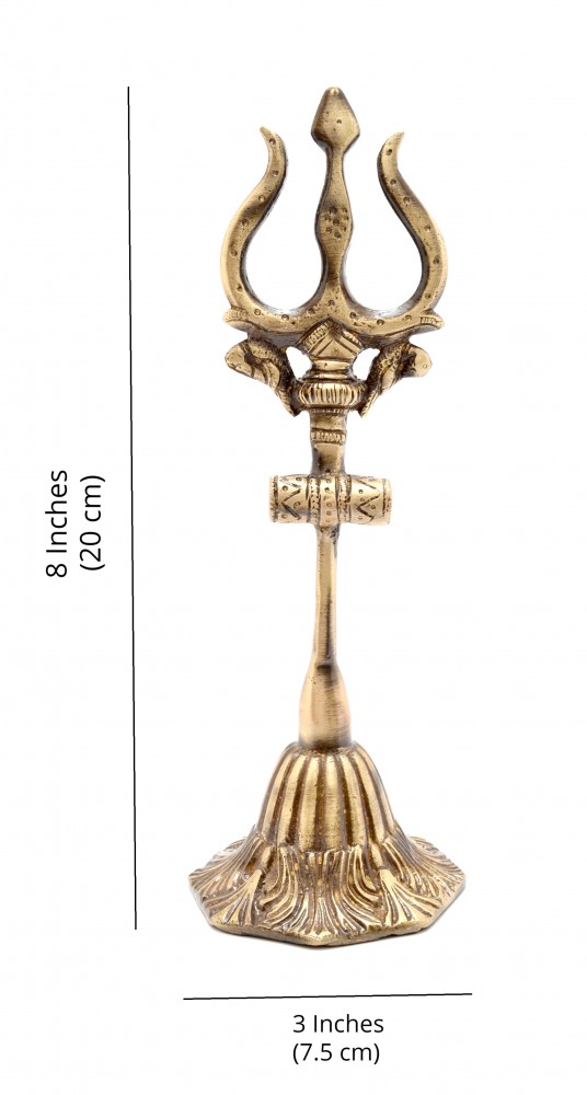 Two Moustaches Brass Shiva's Trishul - 8 Inches