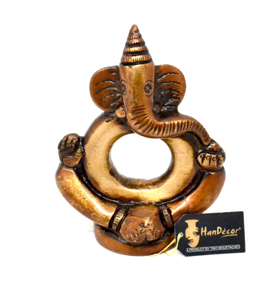 Ring Ganesha Multicolored Brass Showpiece