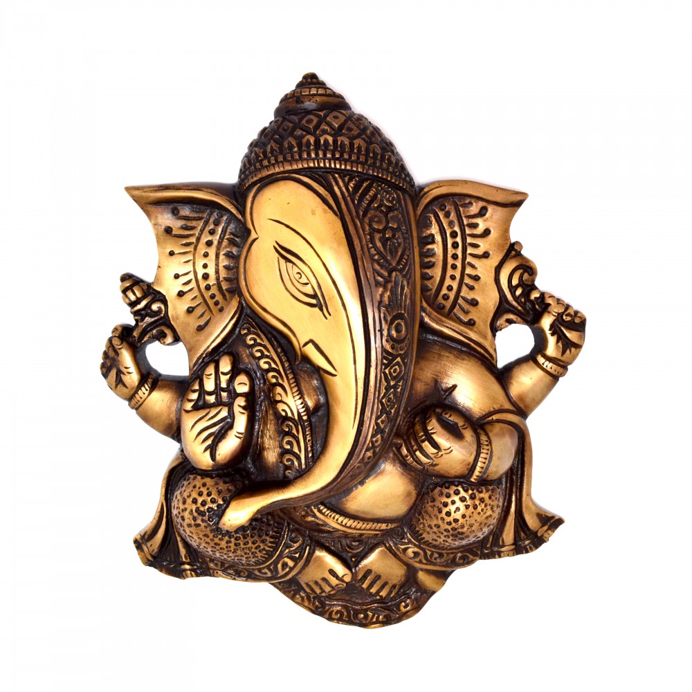Buy Ganesha Wall Hanging Brown Showpiece Brass Showpiece Online at Best