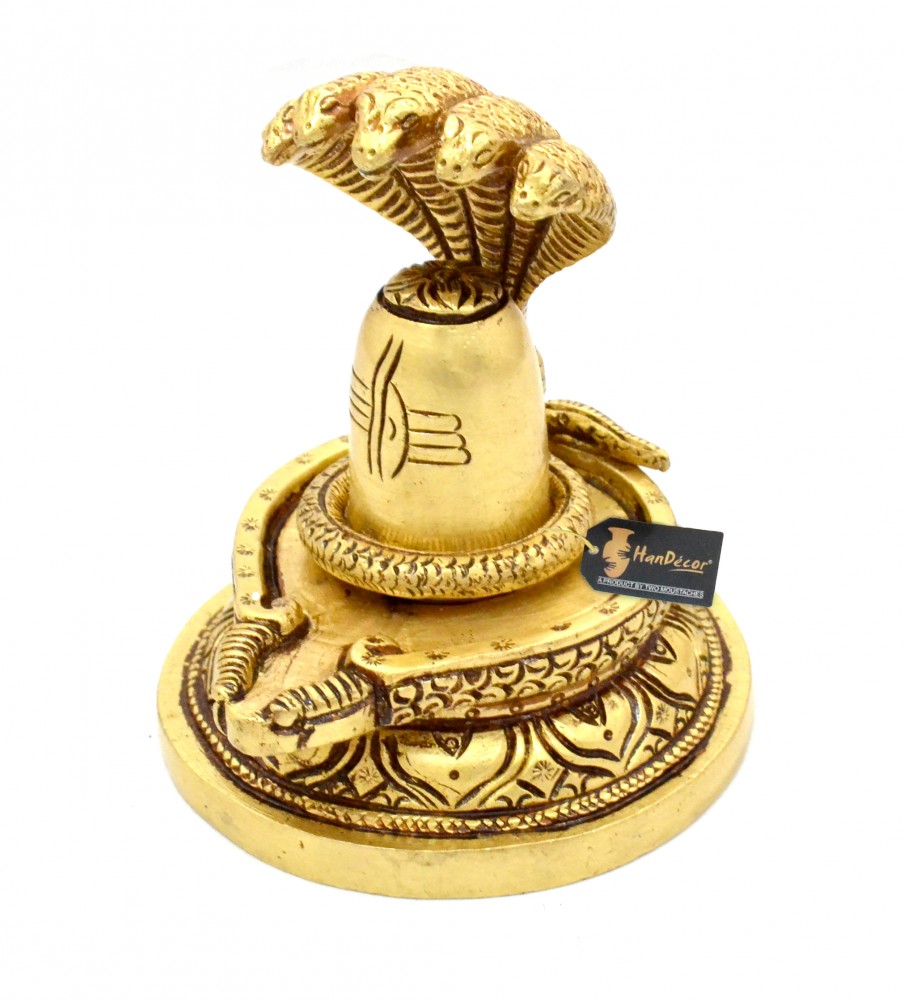 Premium Brass Shivling with Sheshnaag