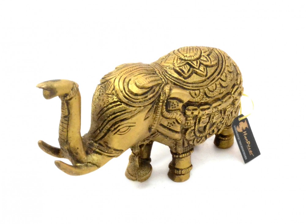 Brass Elephant with Bell Showpiece