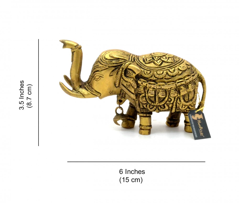 Brass Elephant with Bell Showpiece