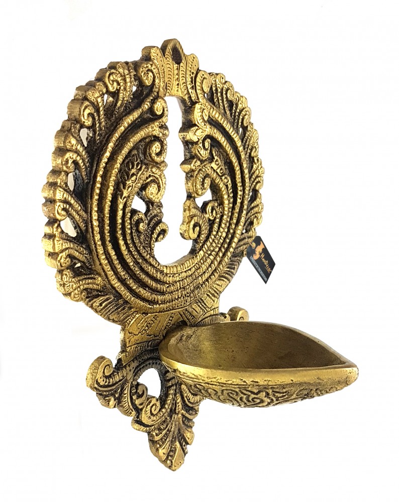 Ethnic Indian Twin Carving Brass Hanging Diya