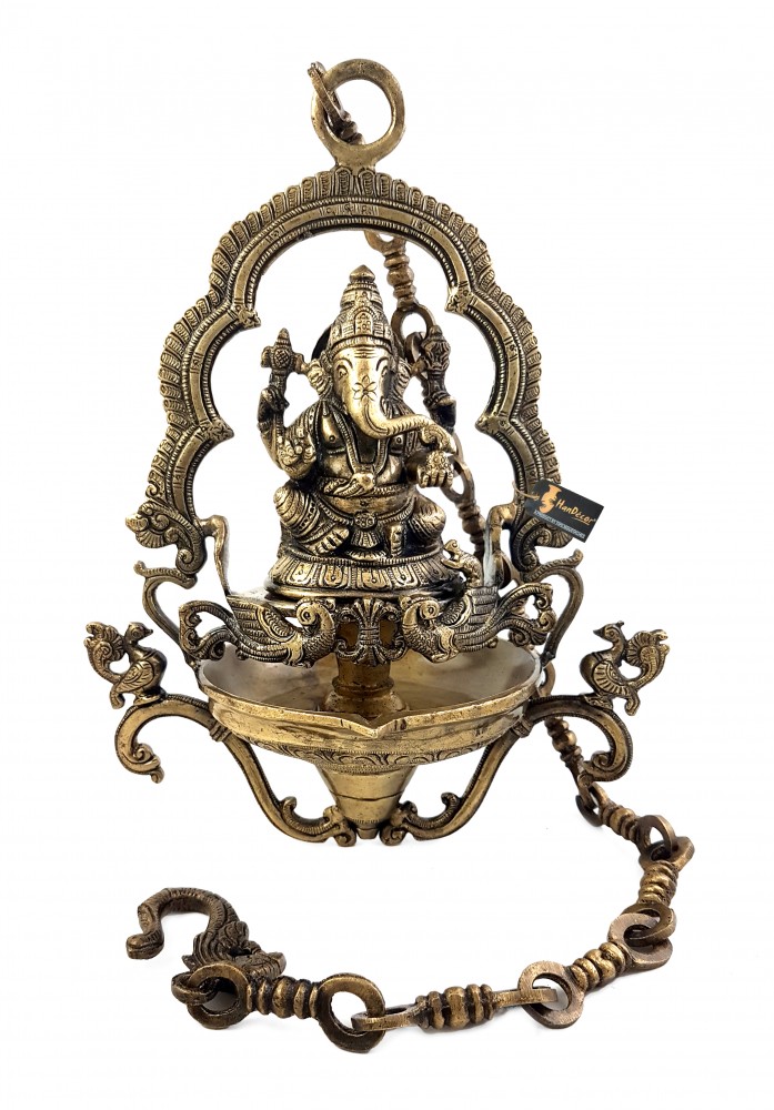 Ethnic Ganesha Frame Design Brass Hanging Diya