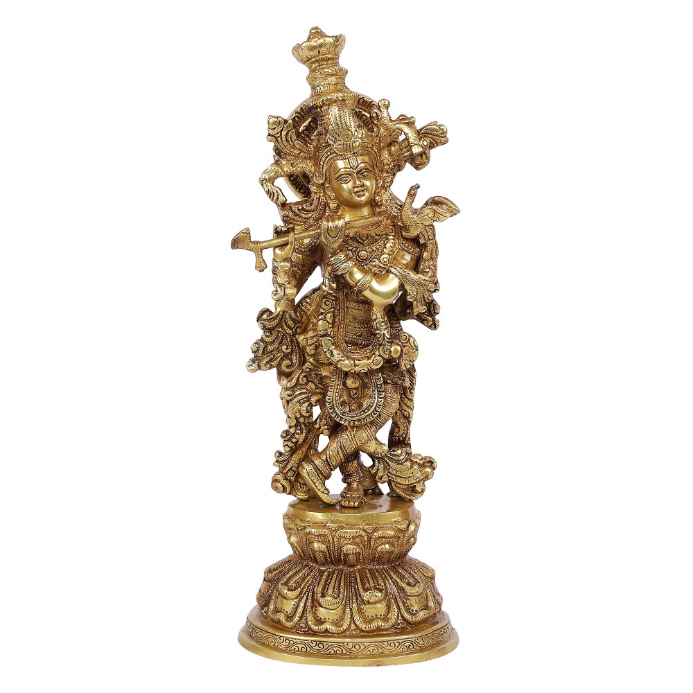 Radha Krishna 15 Inches Brass Statue Pair