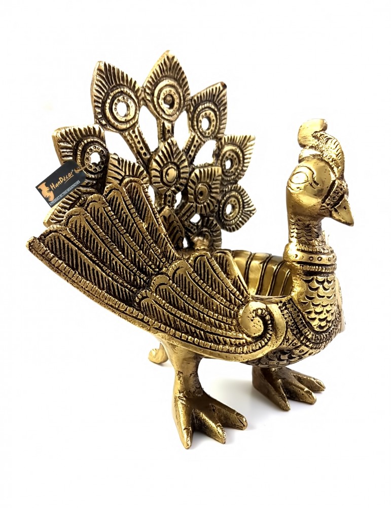 Peacock Winged Brass Urli Diya