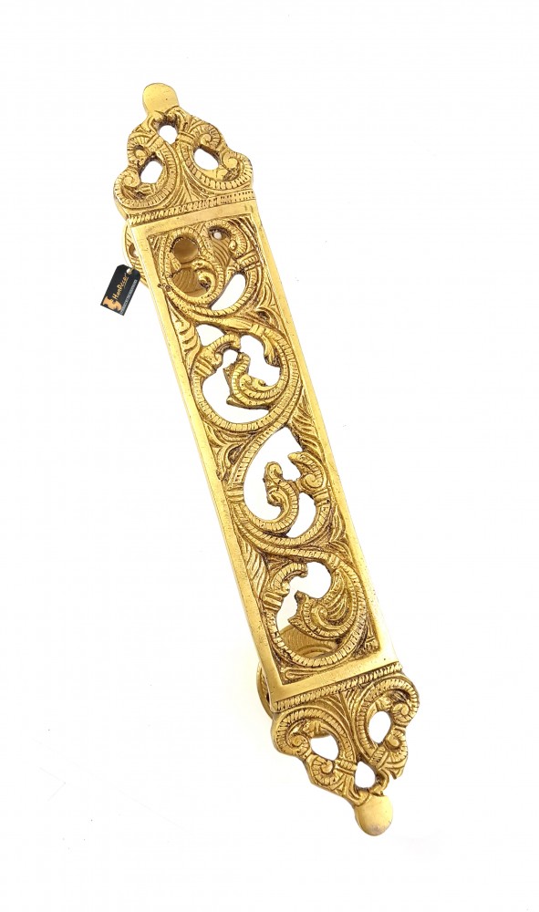 Ethnic Indian Design Carved 11.5 Inches Brass Door Handle