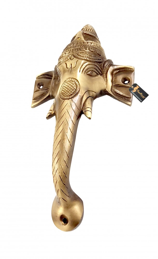 Ganesha Design 8 Inches Brass Door Handle