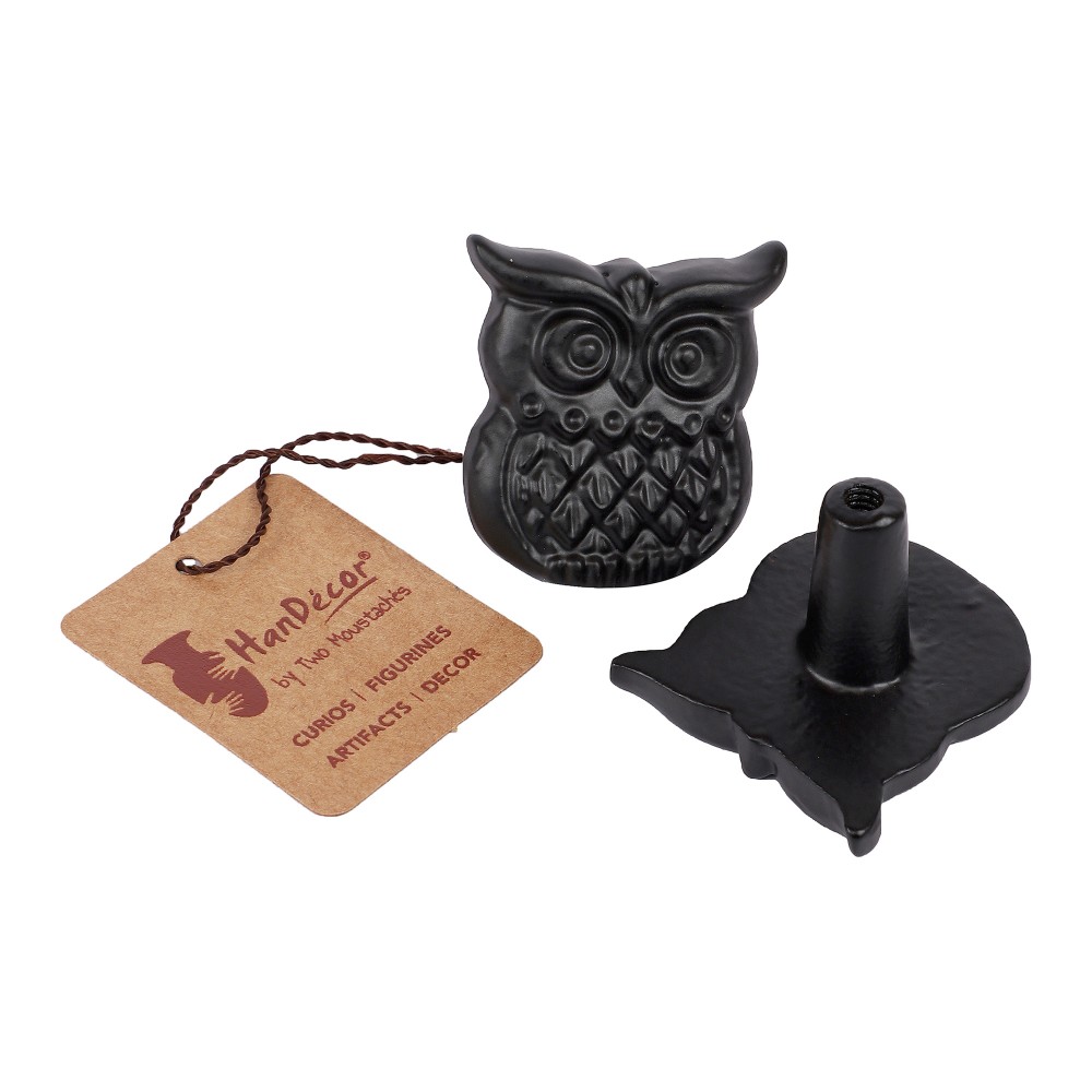 Owl Design Metal Cabinet/Wardrobe Knobs (Black, Pack of 6)