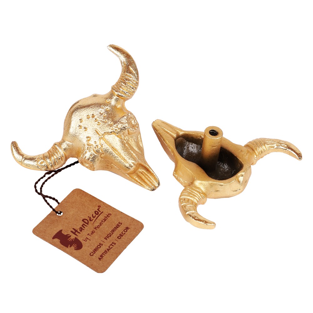 Buffalo Skull Design Cabinet/Wardrobe Knobs (Golden, Pack of 6)