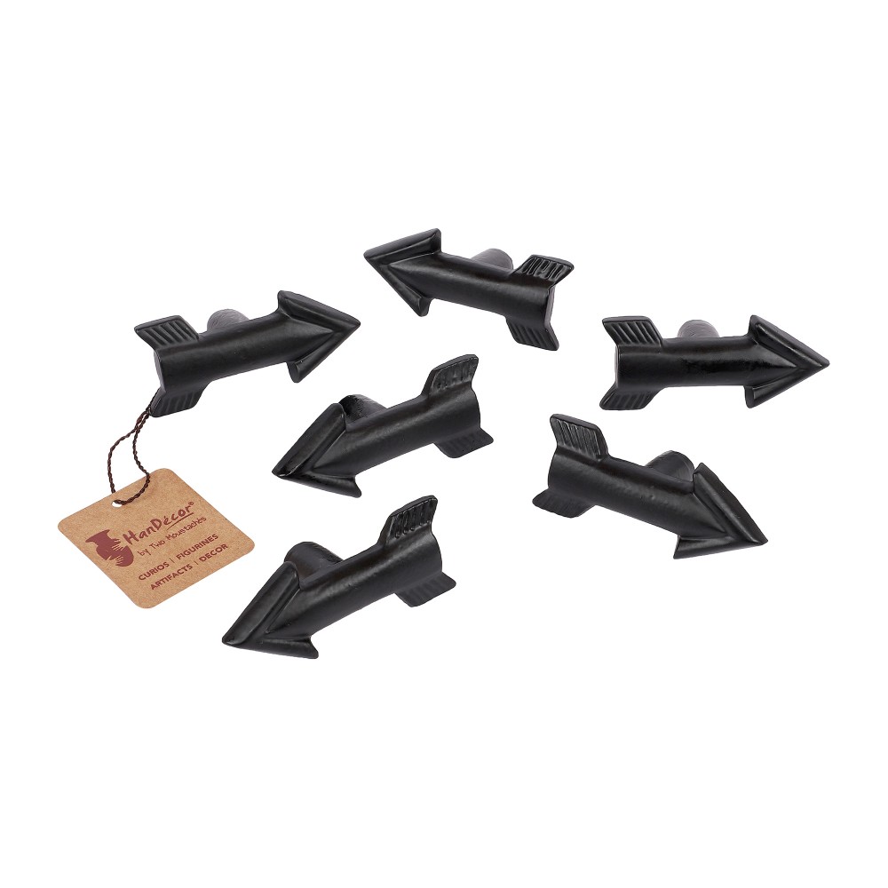 Flying Arrow Design Cabinet/Wardrobe Knobs (Black, Pack of 6)