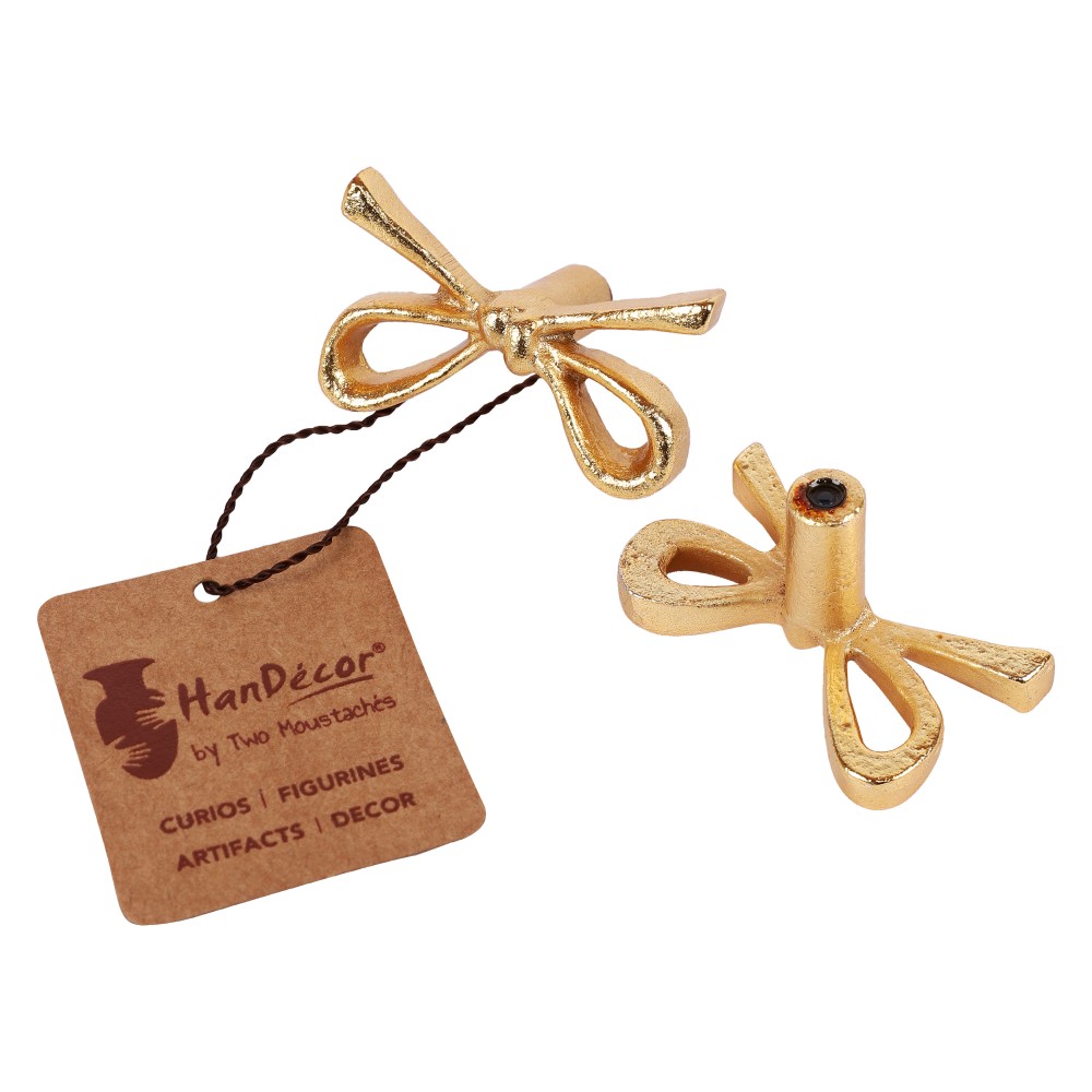 Tie Knot Design Cabinet/Wardrobe Knobs (Golden, Pack of 6)