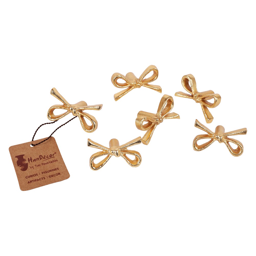 Tie Knot Design Cabinet/Wardrobe Knobs (Golden, Pack of 6)