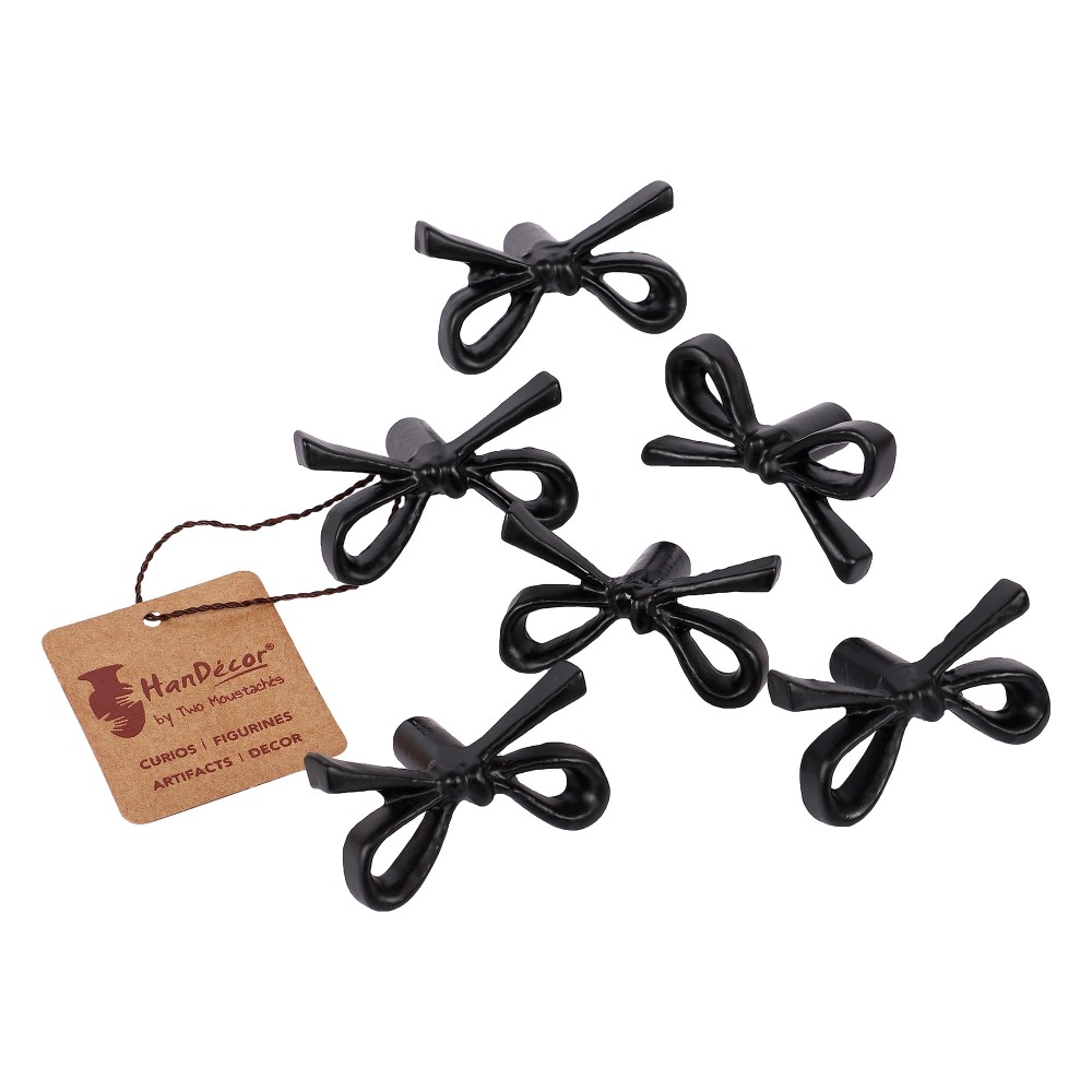 Cast Iron Tie Knot Design Cabinet/Wardrobe Knobs (Standard, Black) - Pack of 6