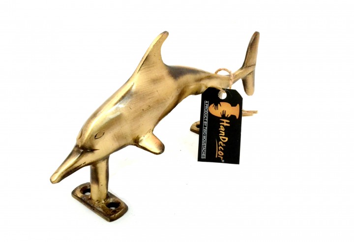 Dolphin Design Brass Door Handle