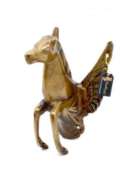 Flying Angel Horse Brass Wall Hanging - Brown