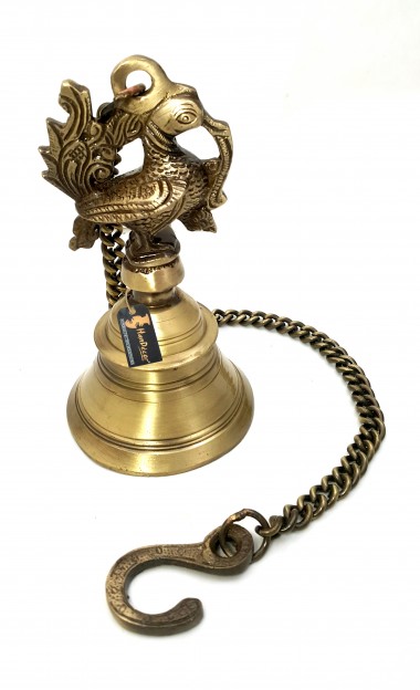 Peacock Design Brass Hanging Bell