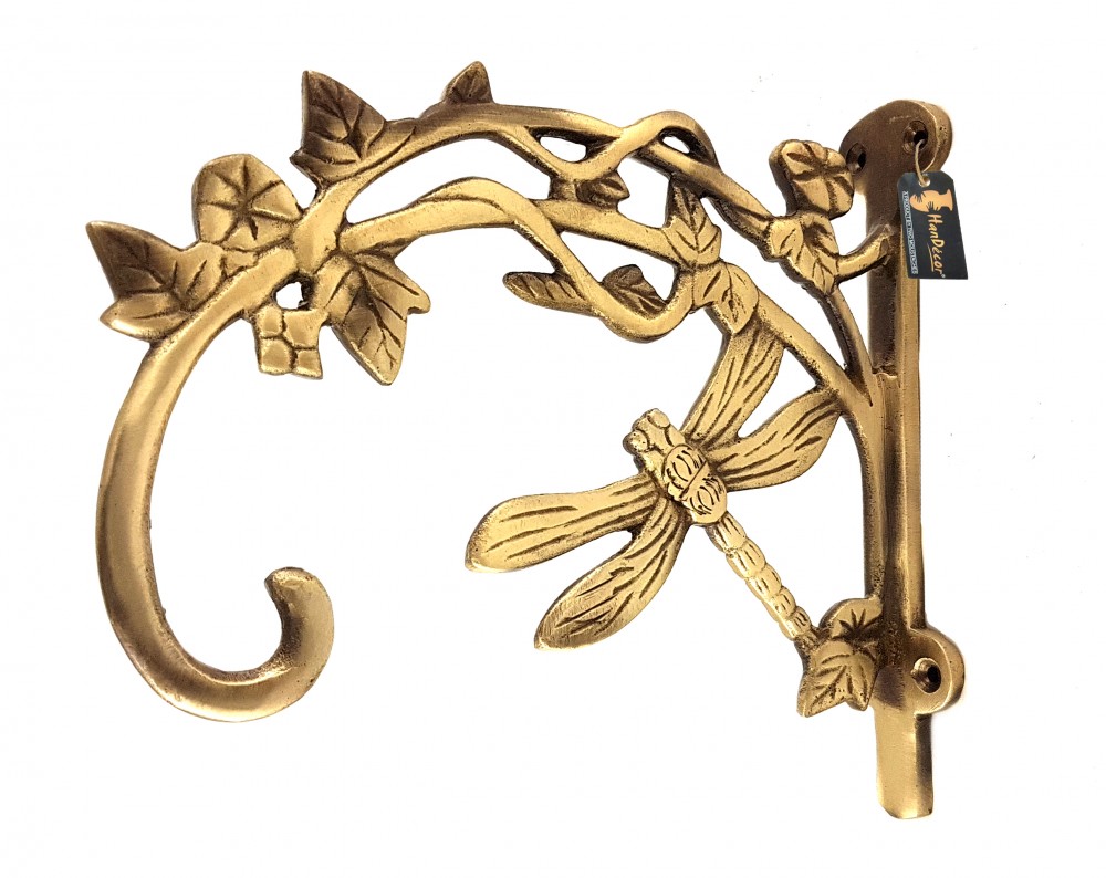 Brass Dragon Fly Style Handmade Brass Wall Lantern Diya Hanger - Antique Finish