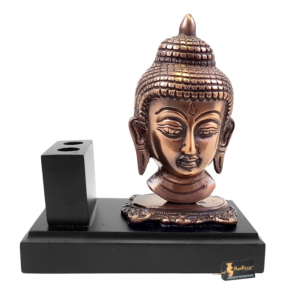 Buddha Design Pen Stand - Antique Coppe