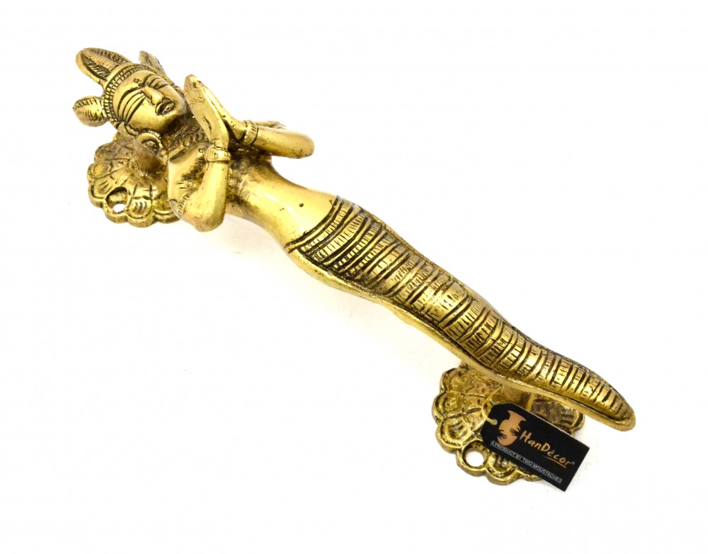 Crowned Nagkanya 8 Inches Brass Door Handle