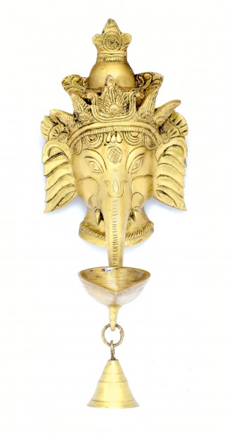 Crown Ganesha Deepak with Bell