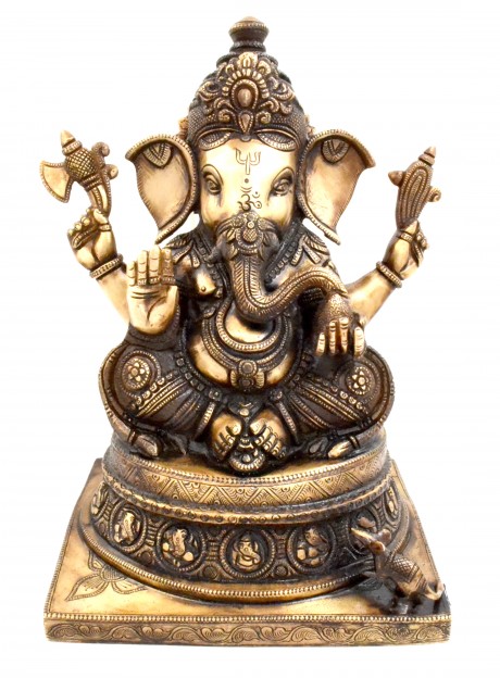 Handcrafted Brass Ganesha Brown Statue