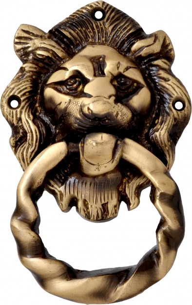 Brass Lion Mouth Door Knocker Moulded Ring